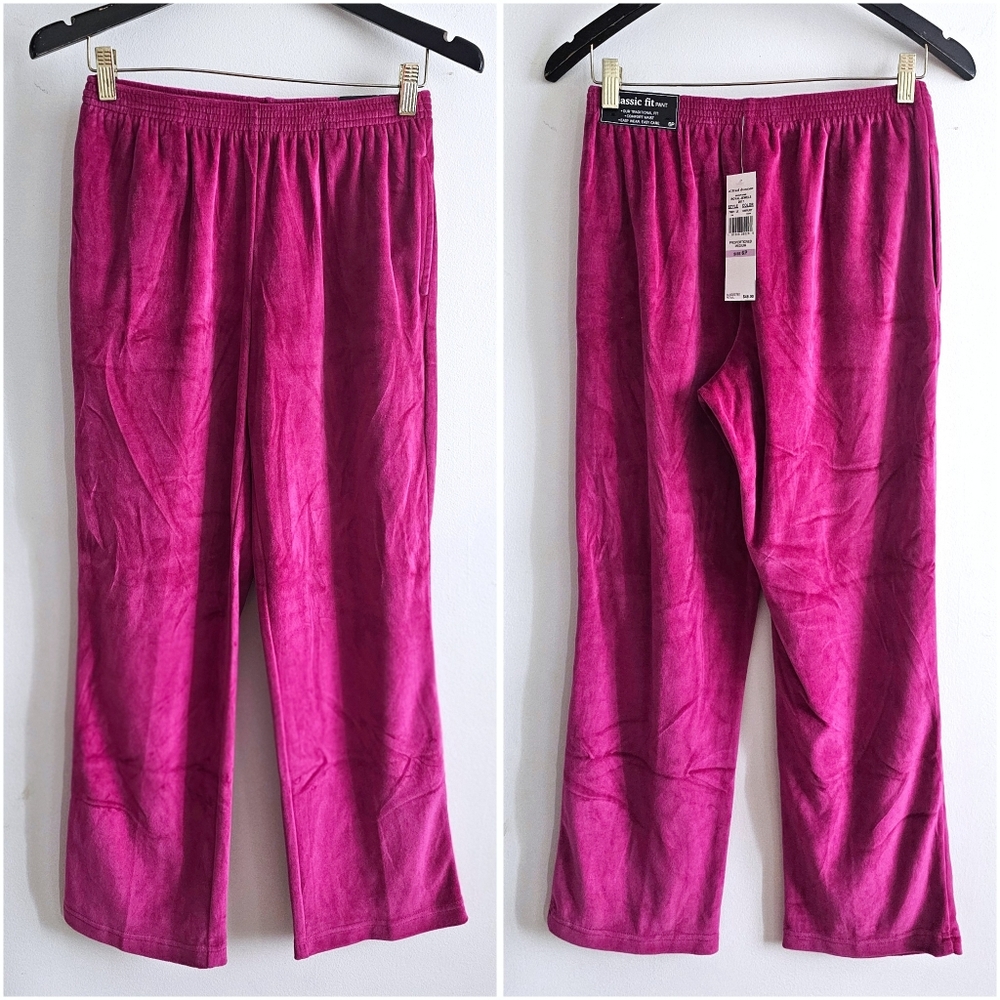 NWT Alfred Dunner Royal Jewels Velour Casual Classic Fit Pants Berry Size 6P